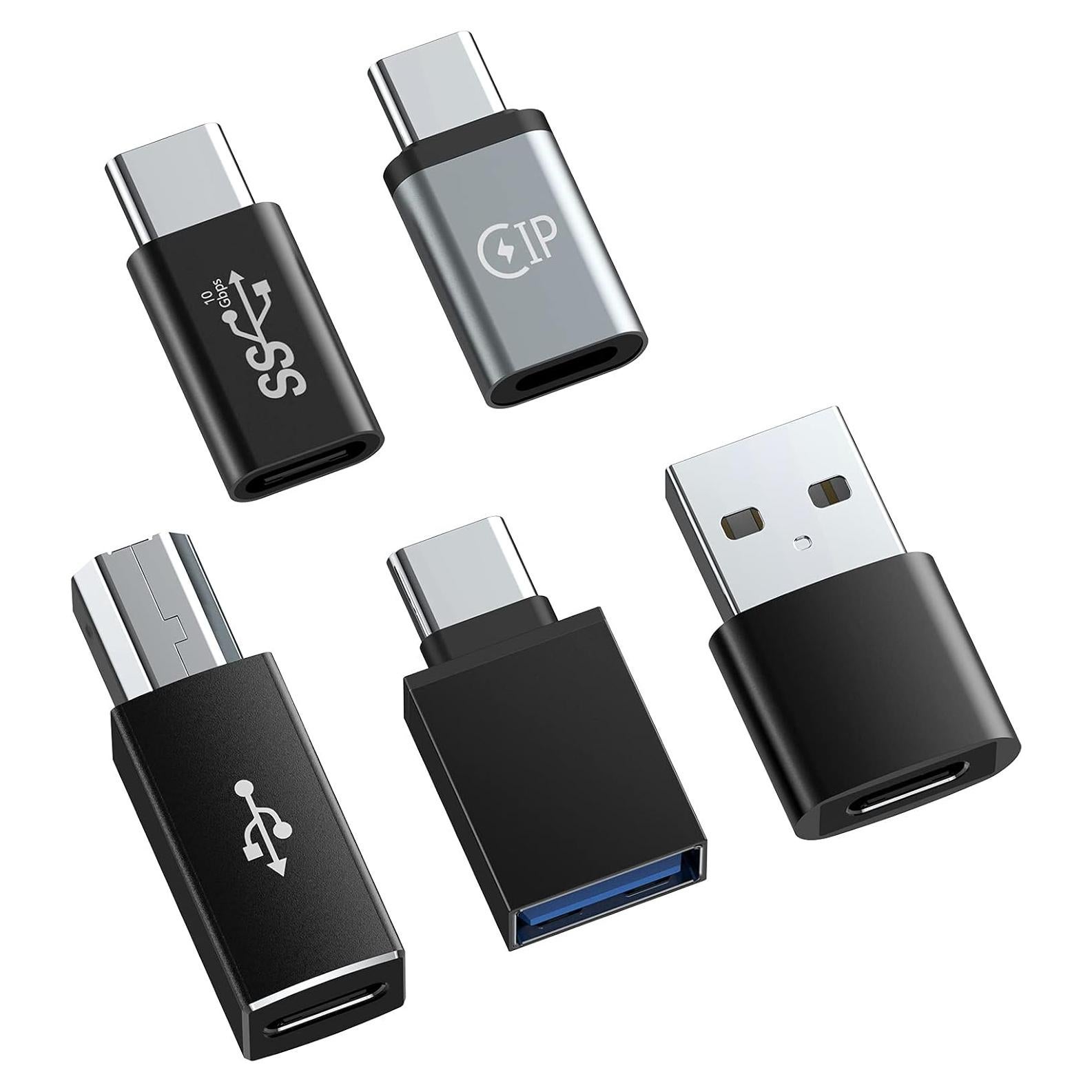 Adaptadores USB C a A SZAWINLI - 5 Paquetes, Plata