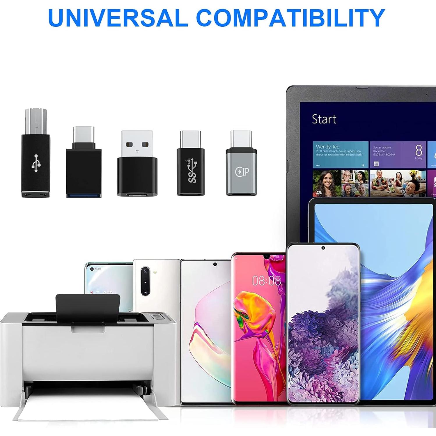 Adaptadores USB C a A SZAWINLI - 5 Paquetes, Plata