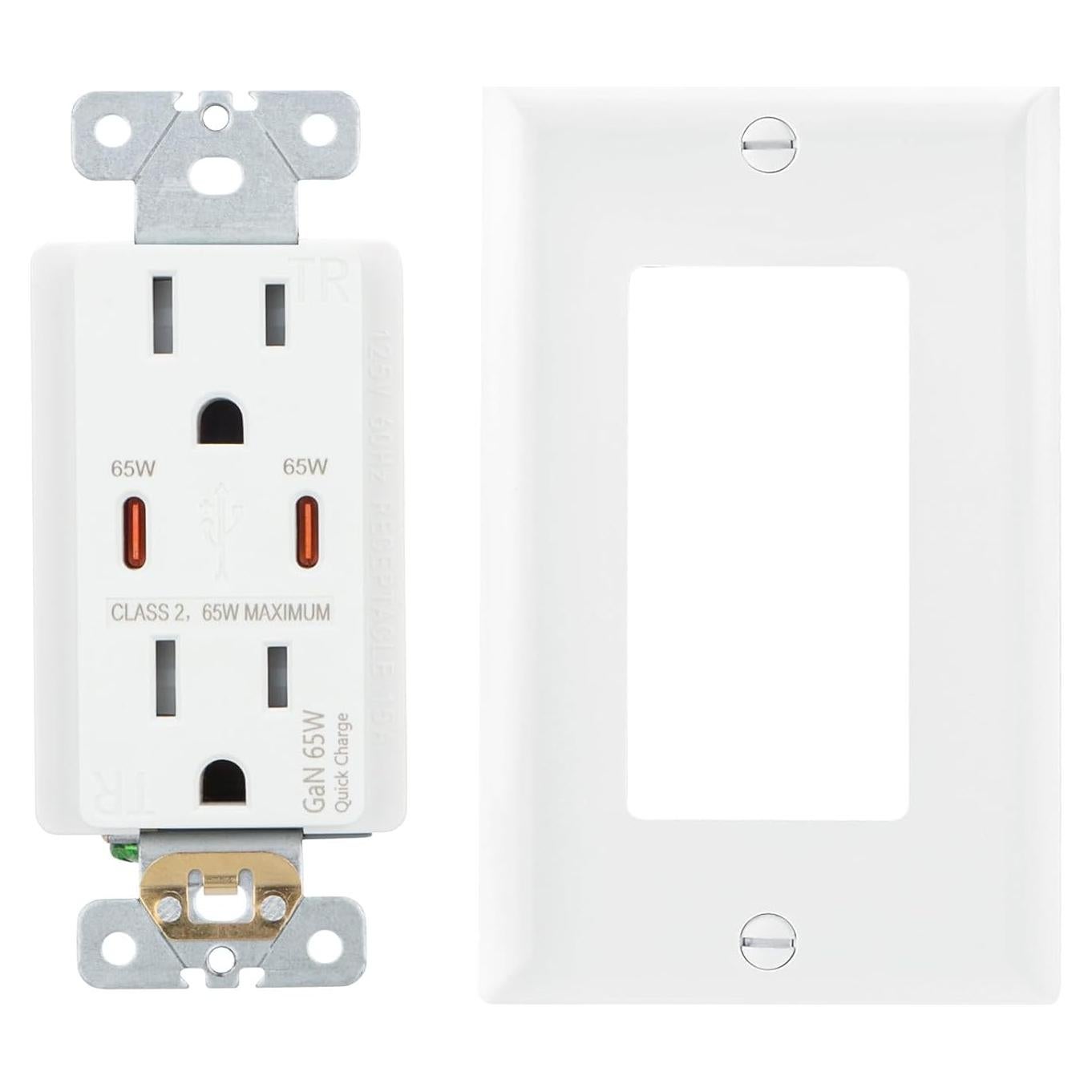 Enchufe de Pared USB Wengart PD65W 15A Carga Rápida Blanco