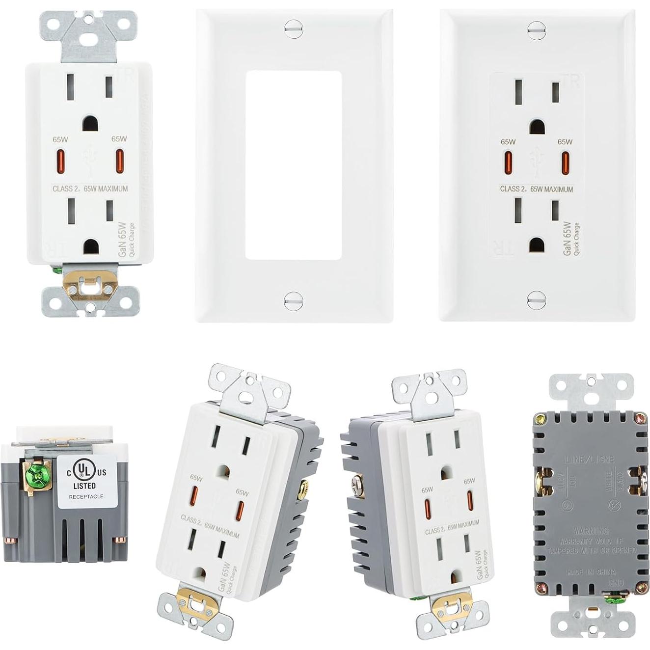 Enchufe de Pared USB Wengart PD65W 15A Carga Rápida Blanco