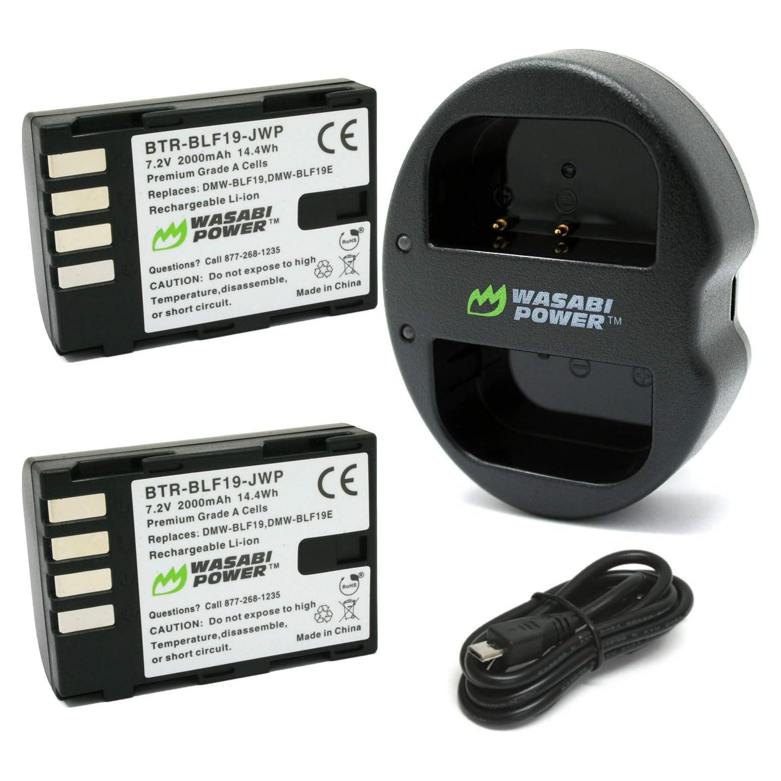 Kit de Baterías Wasabi Power DMW-BLF19 y Cargador USB Dual