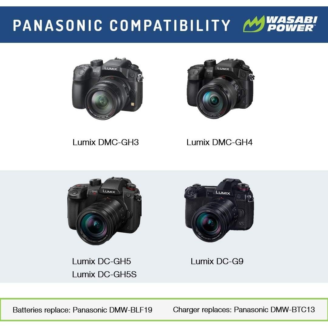 Kit de Baterías Wasabi Power DMW-BLF19 y Cargador USB Dual