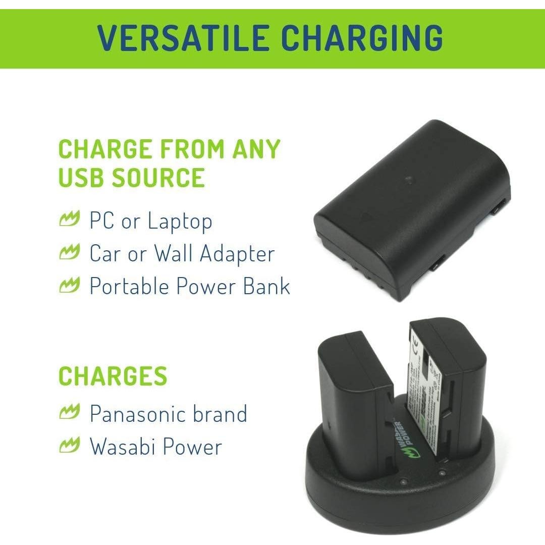 Kit de Baterías Wasabi Power DMW-BLF19 y Cargador USB Dual