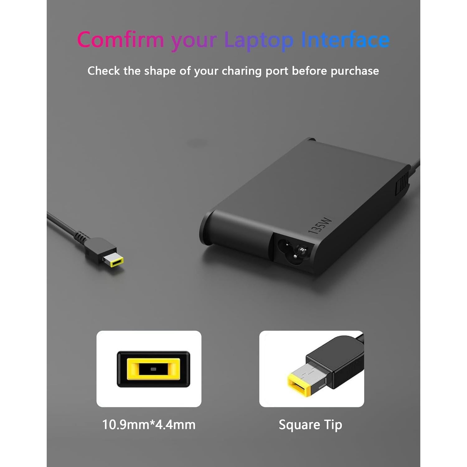 Cargador Nivjuky 135W Compatible con Lenovo ThinkPad y IdeaPad