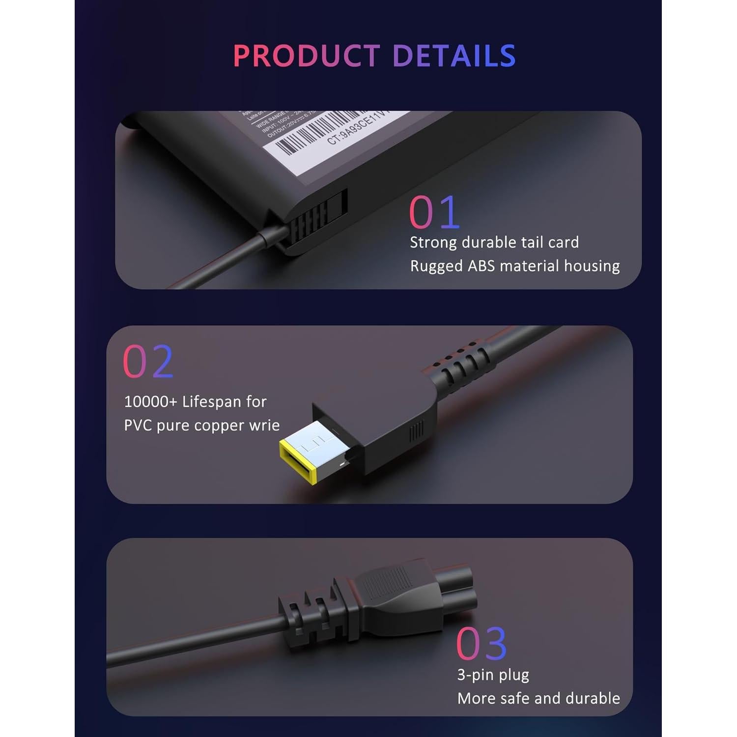 Cargador Nivjuky 135W Compatible con Lenovo ThinkPad y IdeaPad