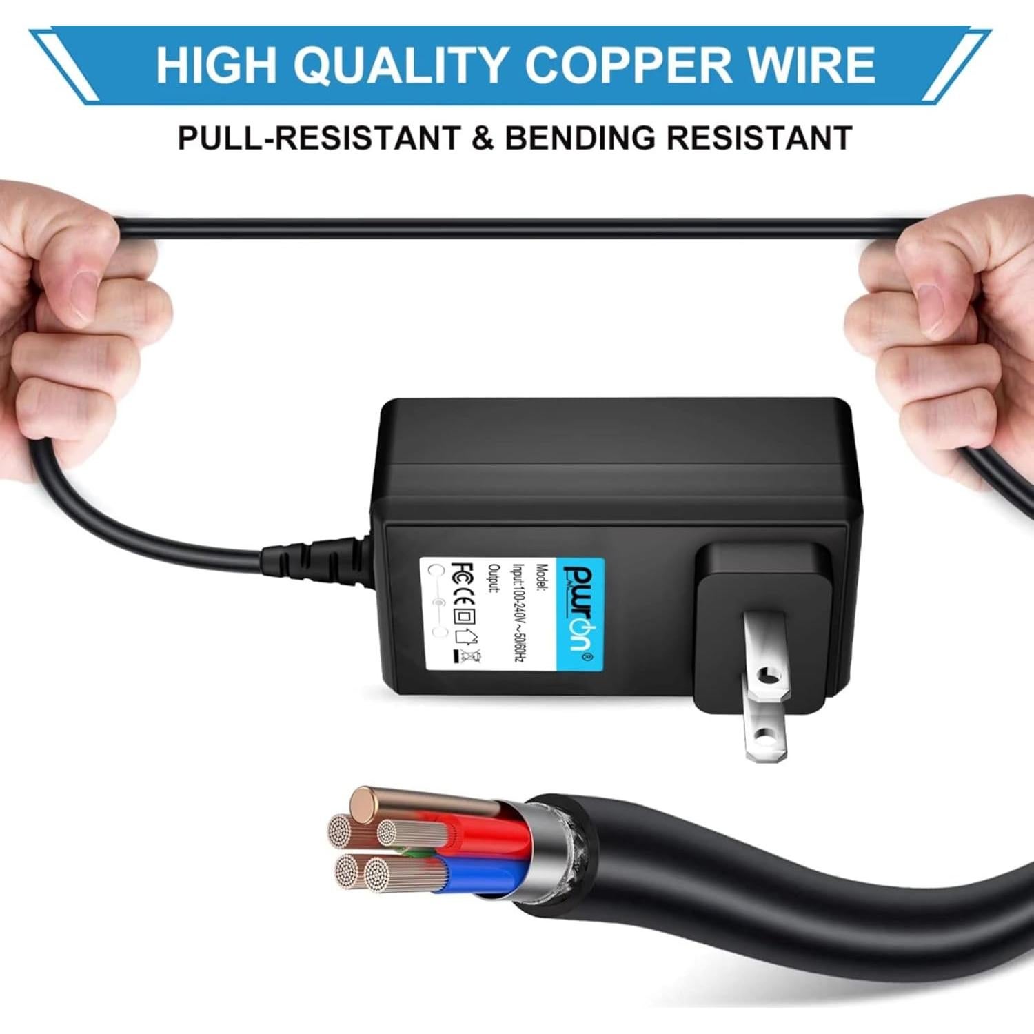 Adaptador CA a CC PwrON para Coby DVD7005/7006/7051 y Sylvania SYNET7WIC