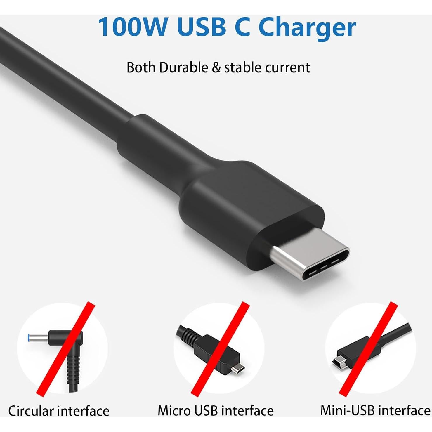 Cargador USB-C 100W Lenovo ThinkPad IdeaPad Yoga HP