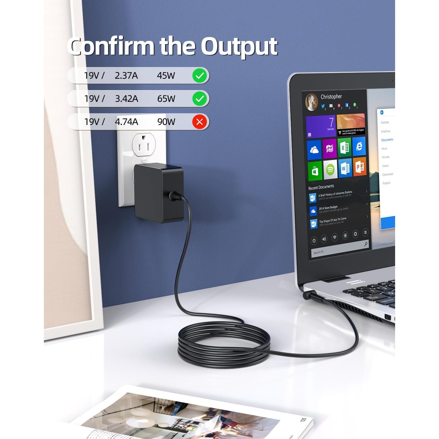 Cargador de CA Nicpower 65W para Asus Q552 Q552U Q552UB