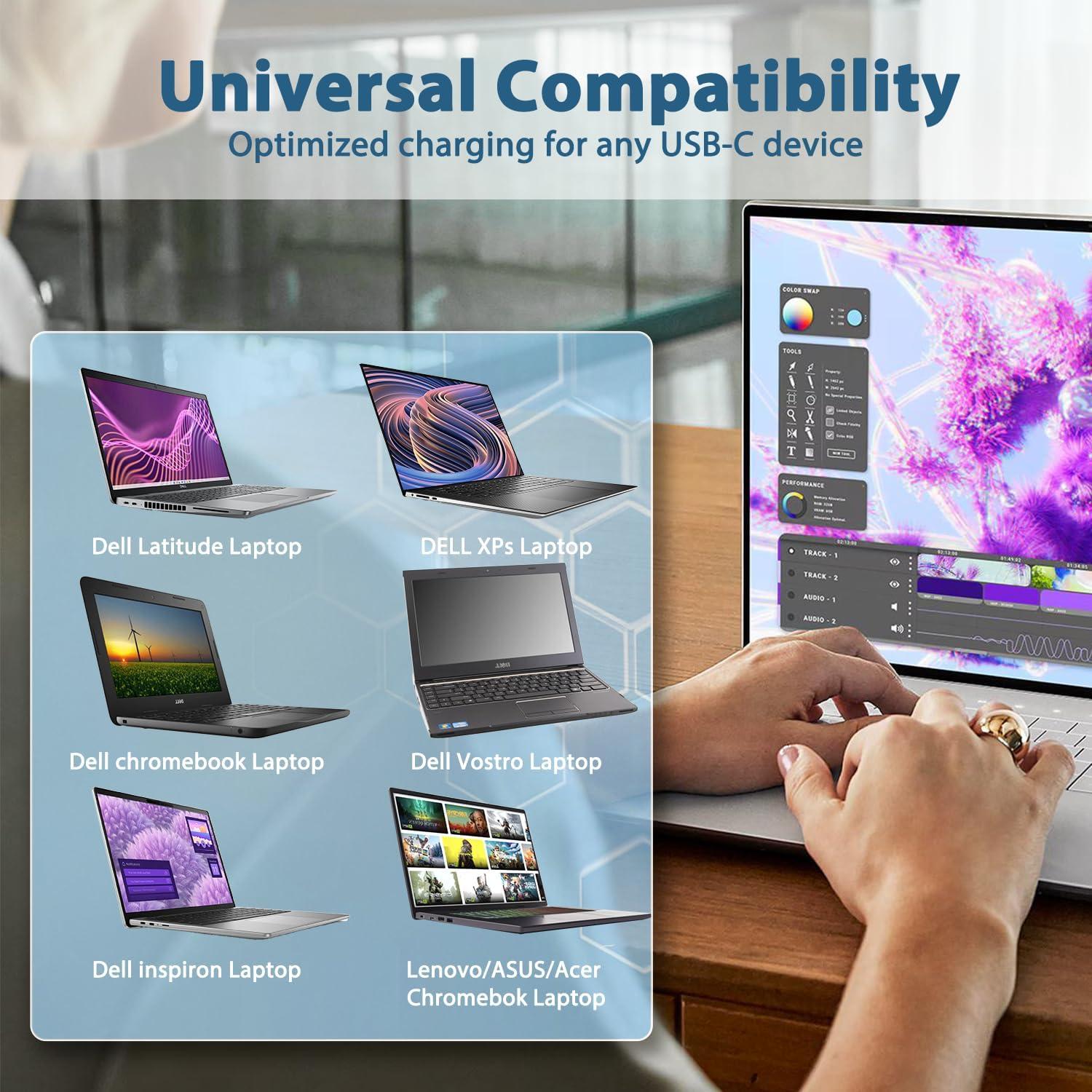 Cargador USB-C 65W BOEEA para Laptop Dell Latitude y XPS