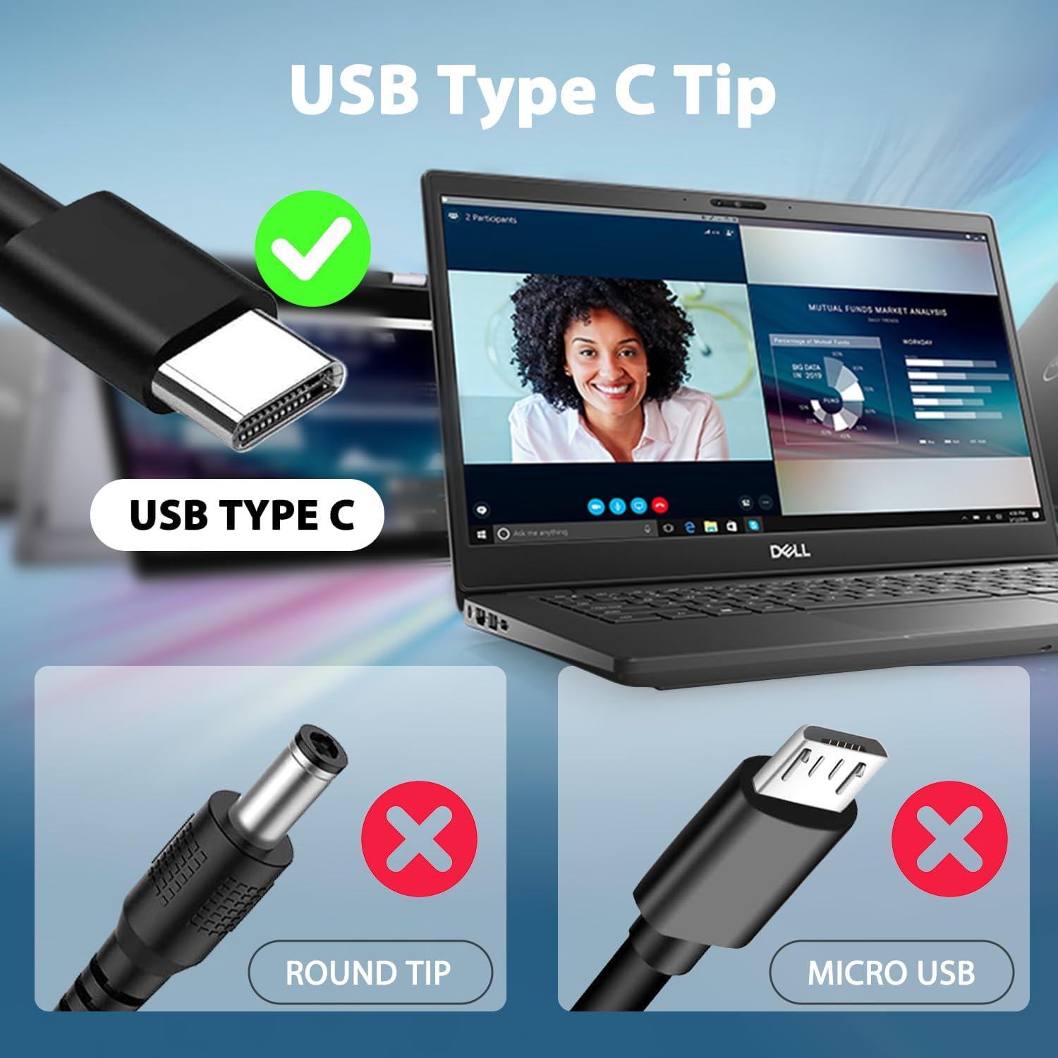 Cargador USB-C 65W BOEEA para Laptop Dell Latitude y XPS