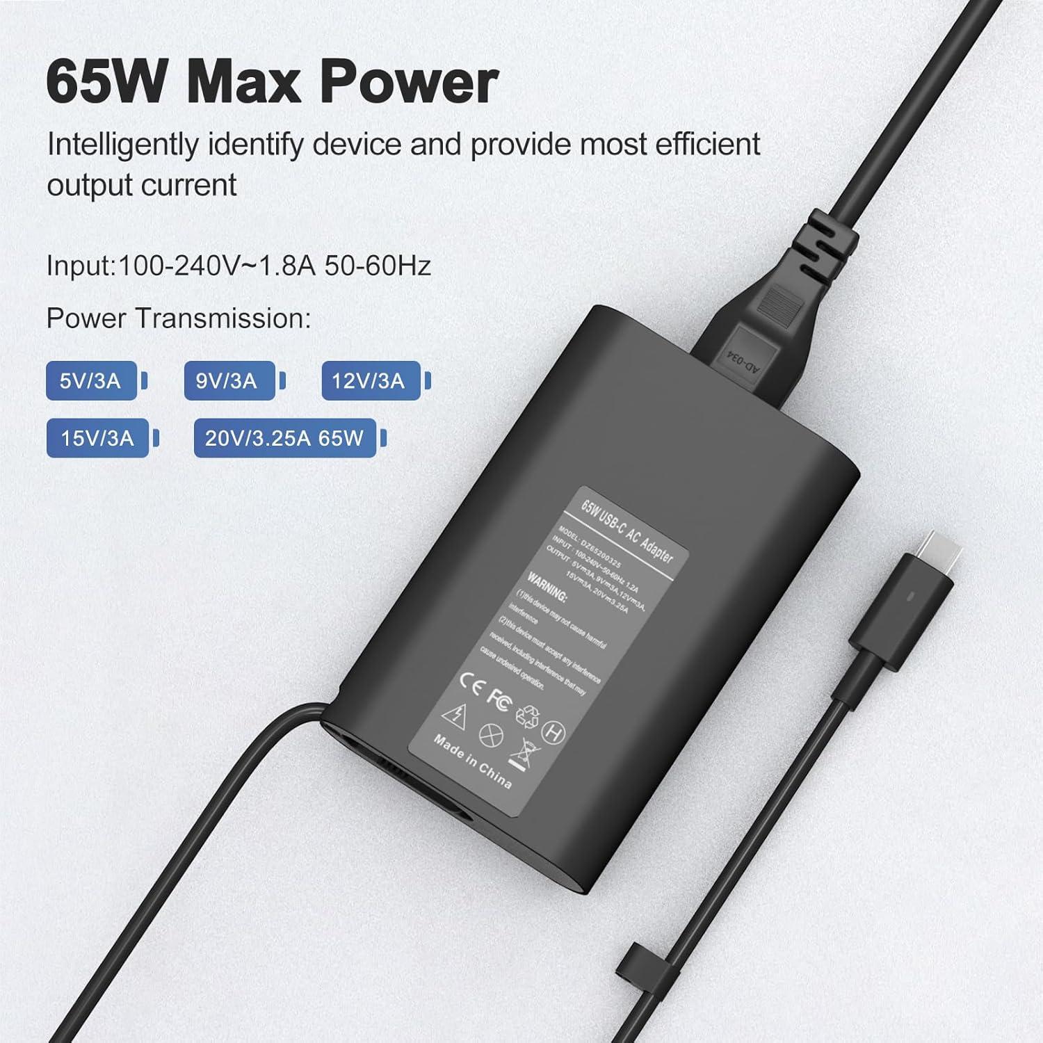 Cargador USB C 65W Dell Latitude XPS Chromebook - Compatible