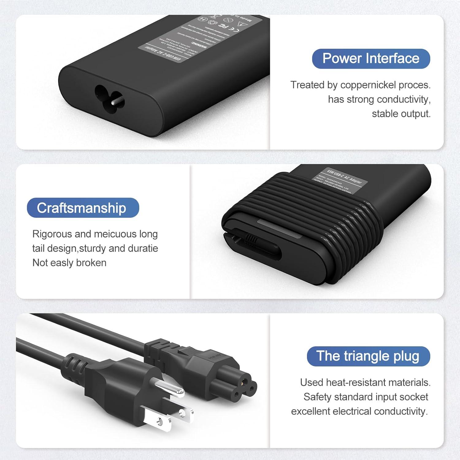 Cargador USB C 65W Dell Latitude XPS Chromebook - Compatible