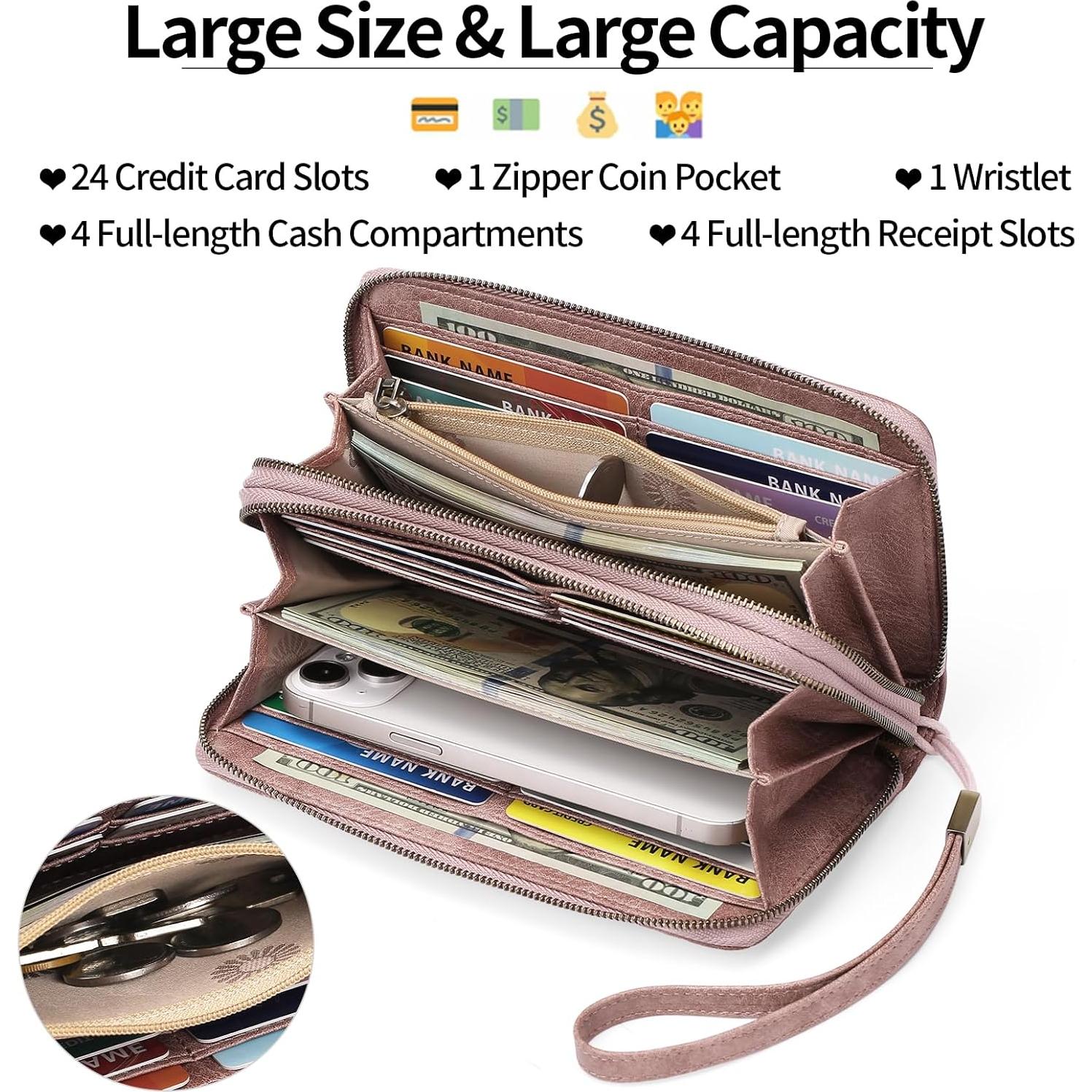 Billetera GAEKEAO Clutch Mujer Cuero RFID Gran Capacidad