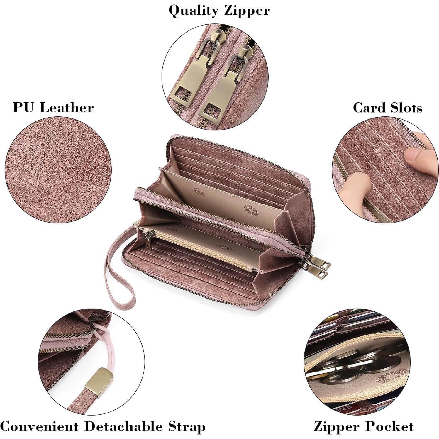 Billetera GAEKEAO Clutch Mujer Cuero RFID Gran Capacidad