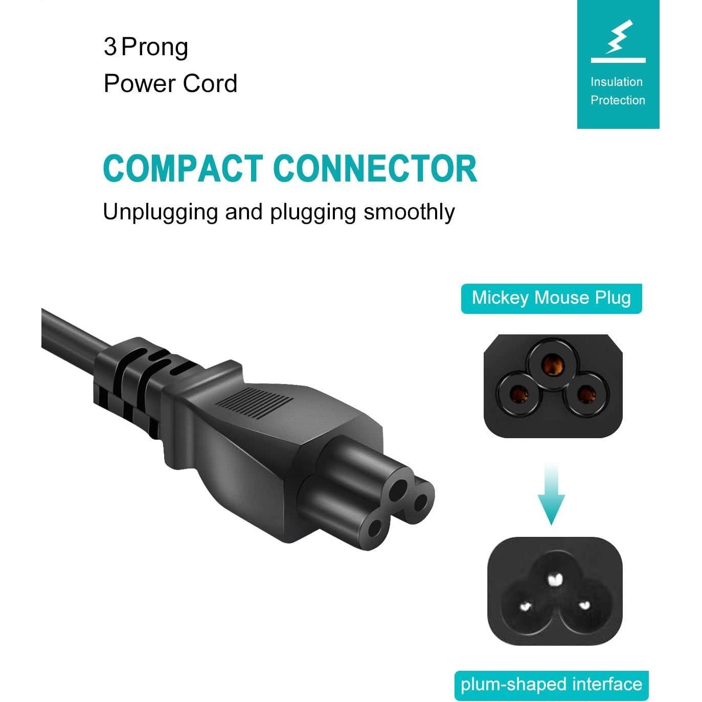 Cable de Alimentación 1.83m Narpendu para Laptop 3 Clavijas