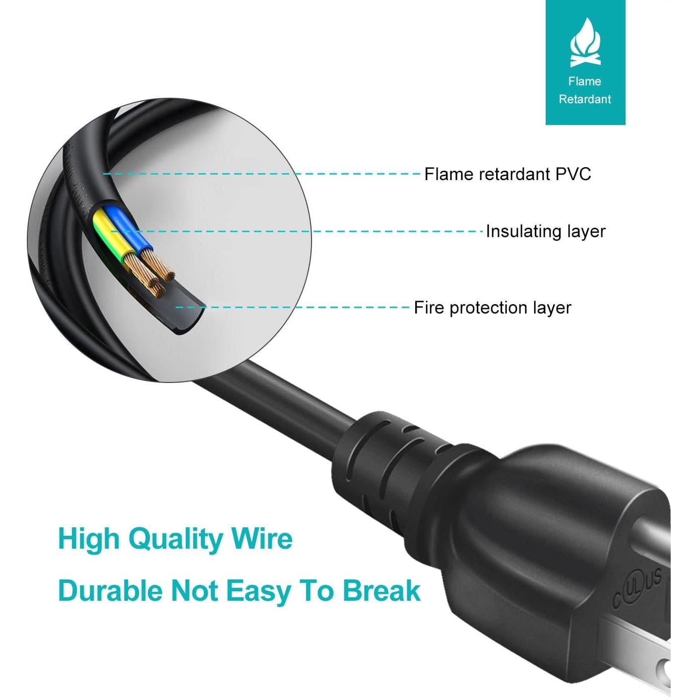 Cable de Alimentación 1.83m Narpendu para Laptop 3 Clavijas