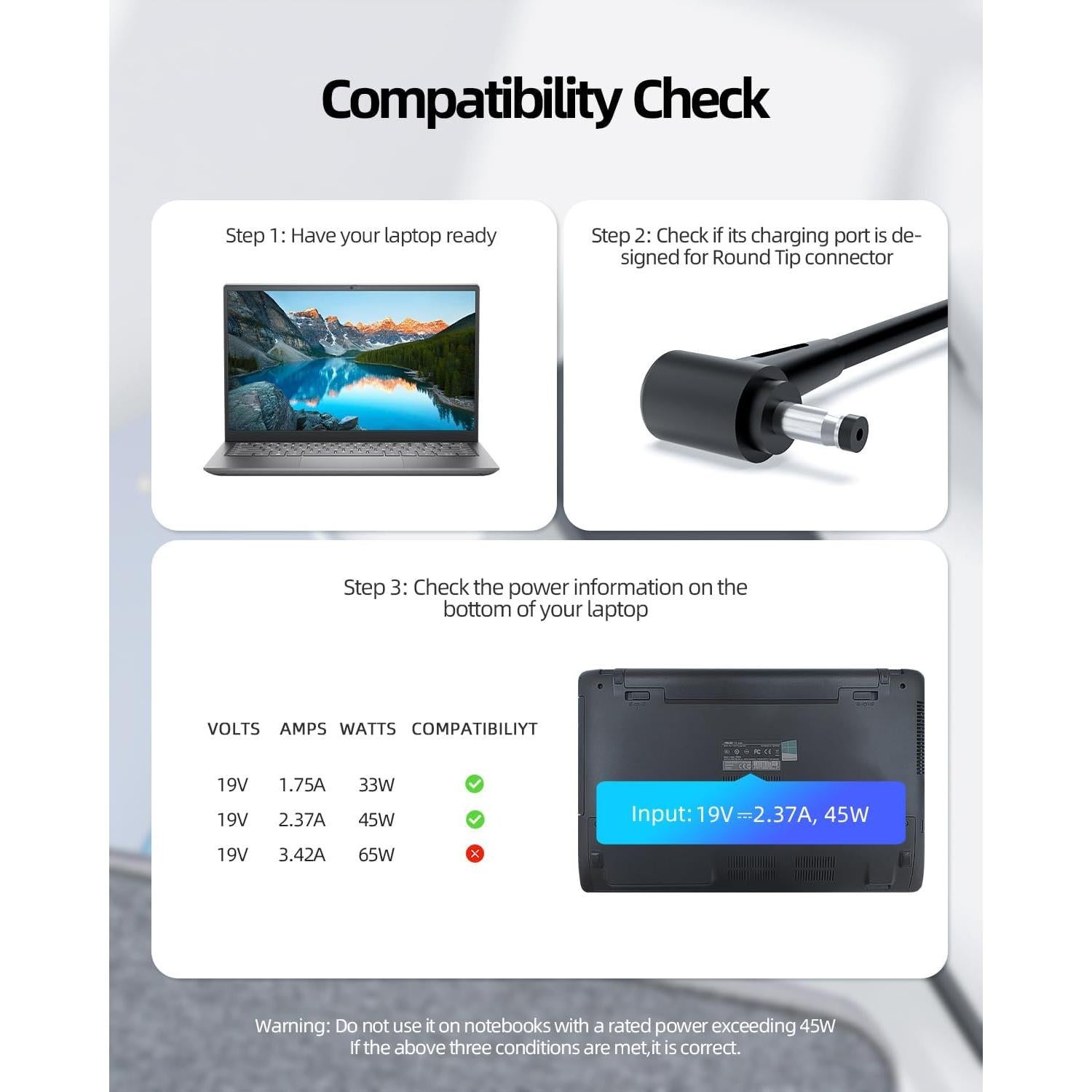 Cargador Adaptador CA 45W Dexpt para Asus Zenbook y Vivobook