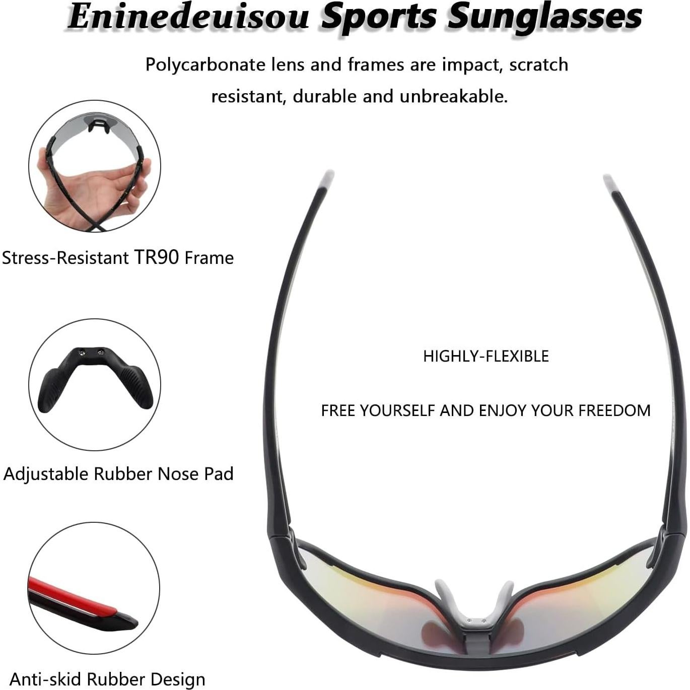 Gafas de sol deportivas TR90 Eninedeuisou UV400 para ciclismo