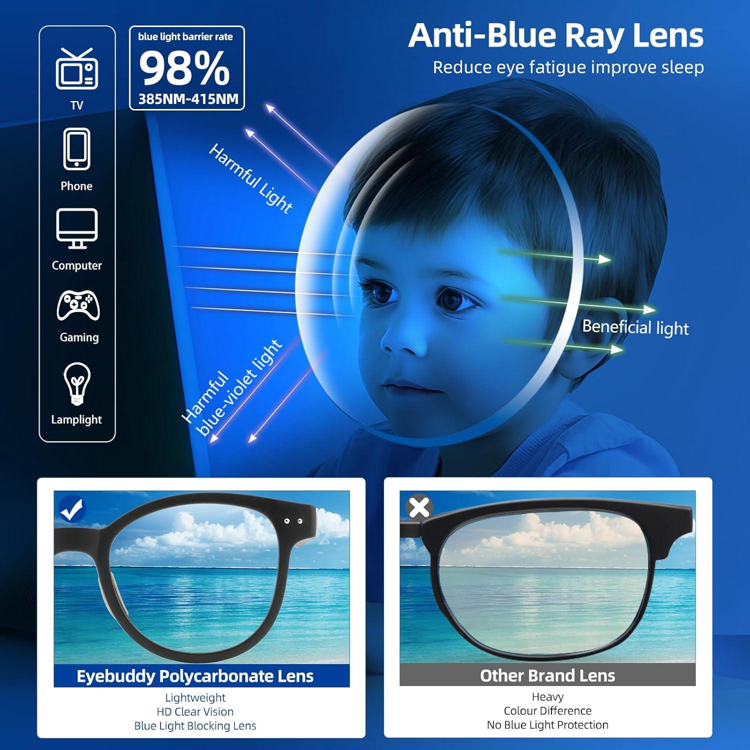 Gafas bloqueadoras de luz azul Eyebuddy para niños 5-12 años