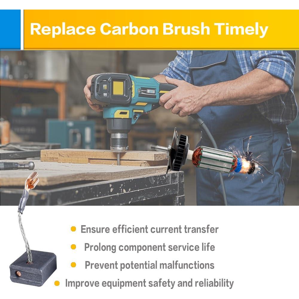 Escobillas de Carbón OURUI N257540 x 4 para Motor Eléctrico DeWalt