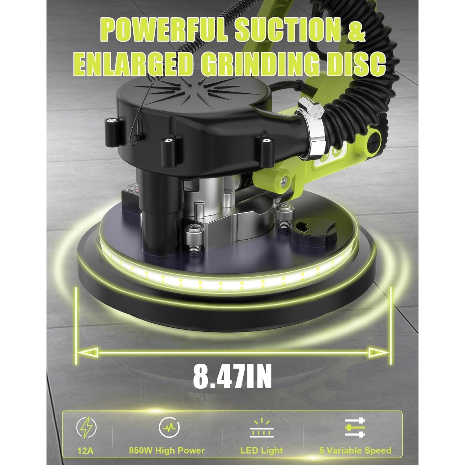 Lijadora de Paneles de Yeso AZZUNO 800-1900RPM con Colector de Polvo