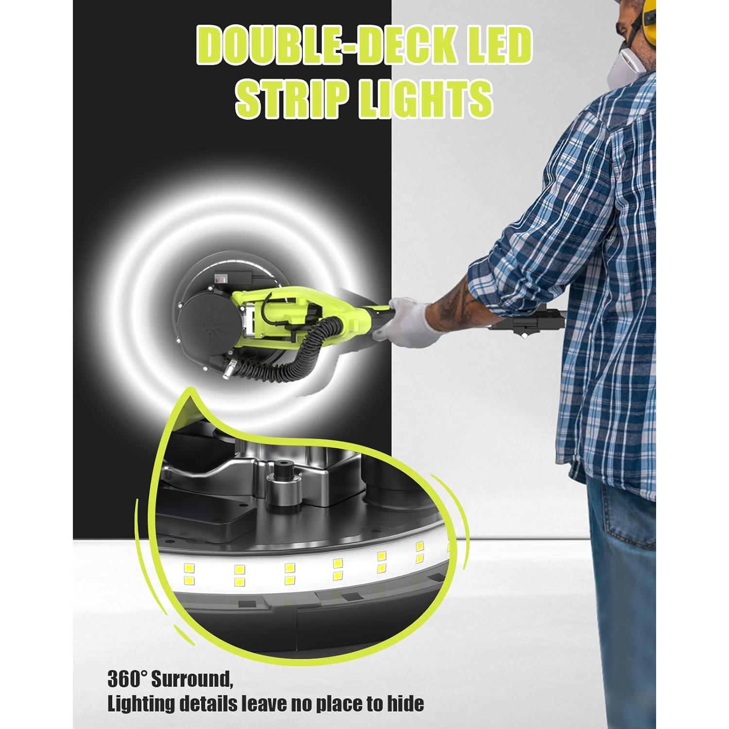 Lijadora de Paneles de Yeso AZZUNO 800-1900RPM con Colector de Polvo