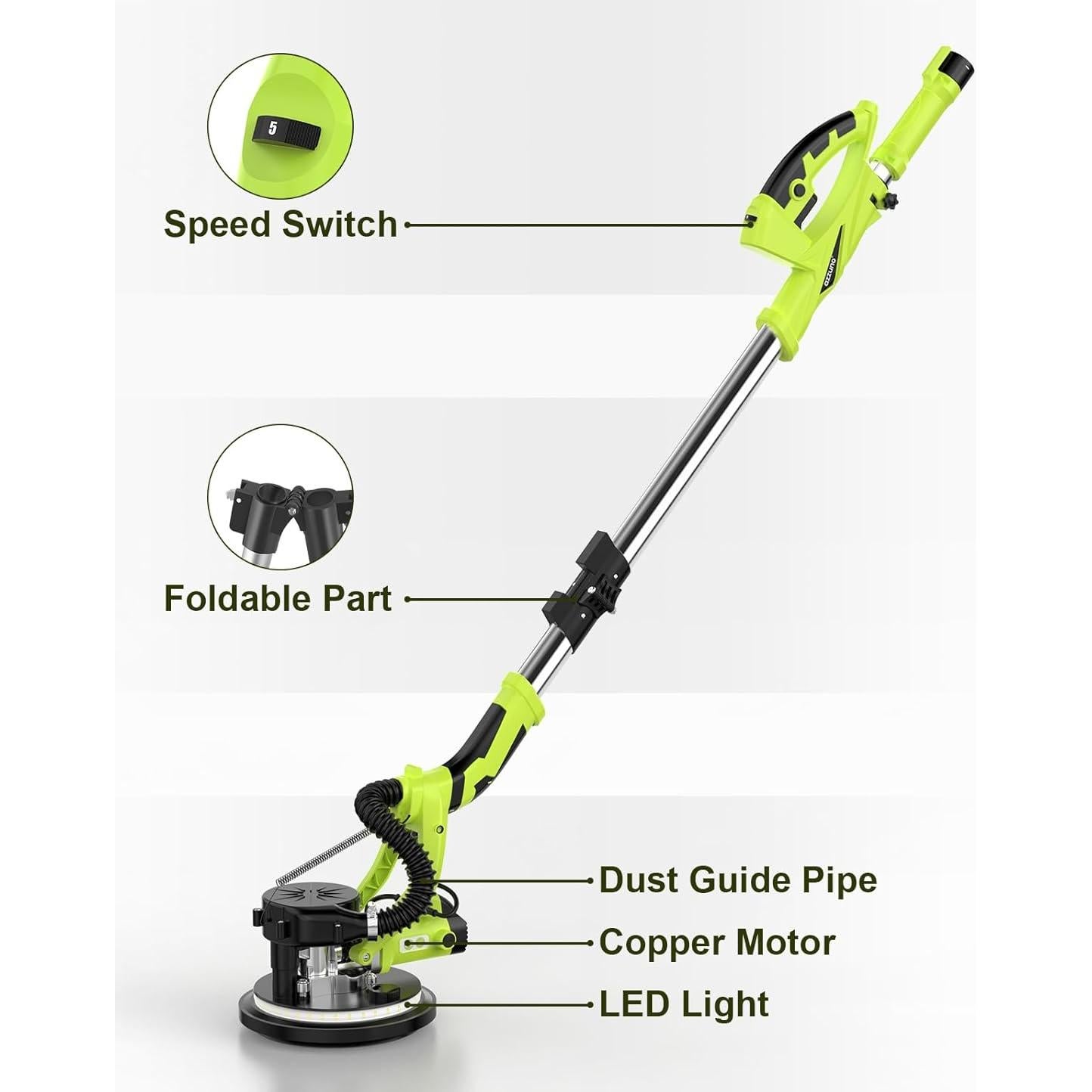 Lijadora de Paneles de Yeso AZZUNO 800-1900RPM con Colector de Polvo