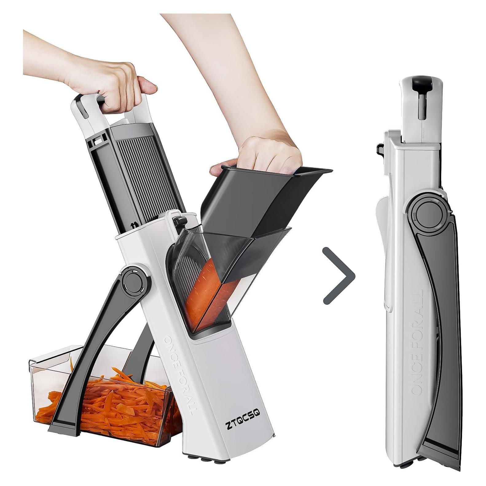 Cortador Mandolina ZTQCSQ Ajustable 1.1kg con Cuchillas de Acero