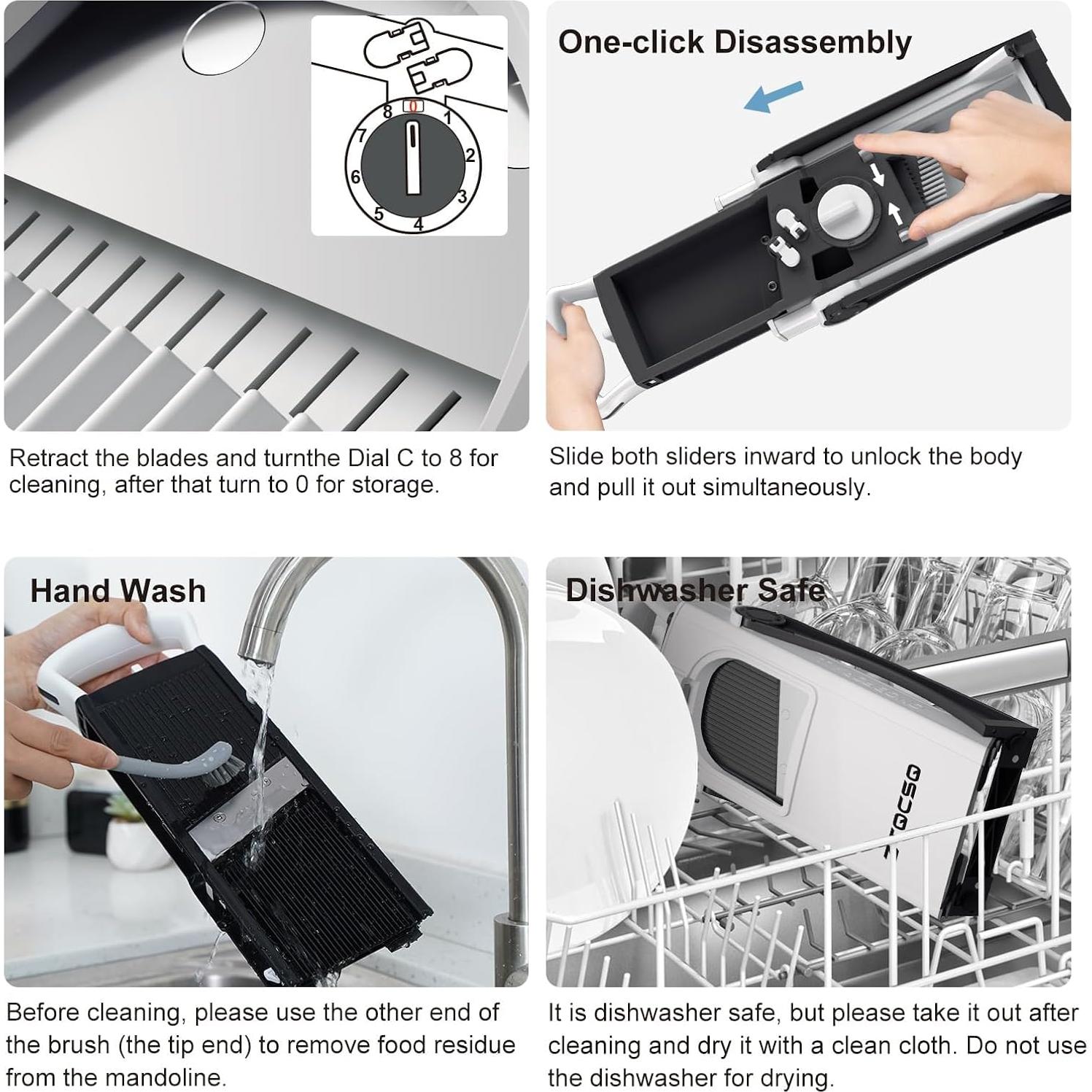 Cortador Mandolina ZTQCSQ Ajustable 1.1kg con Cuchillas de Acero