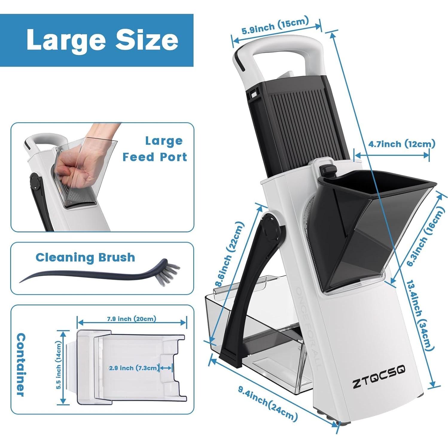 Cortador Mandolina ZTQCSQ Ajustable 1.1kg con Cuchillas de Acero