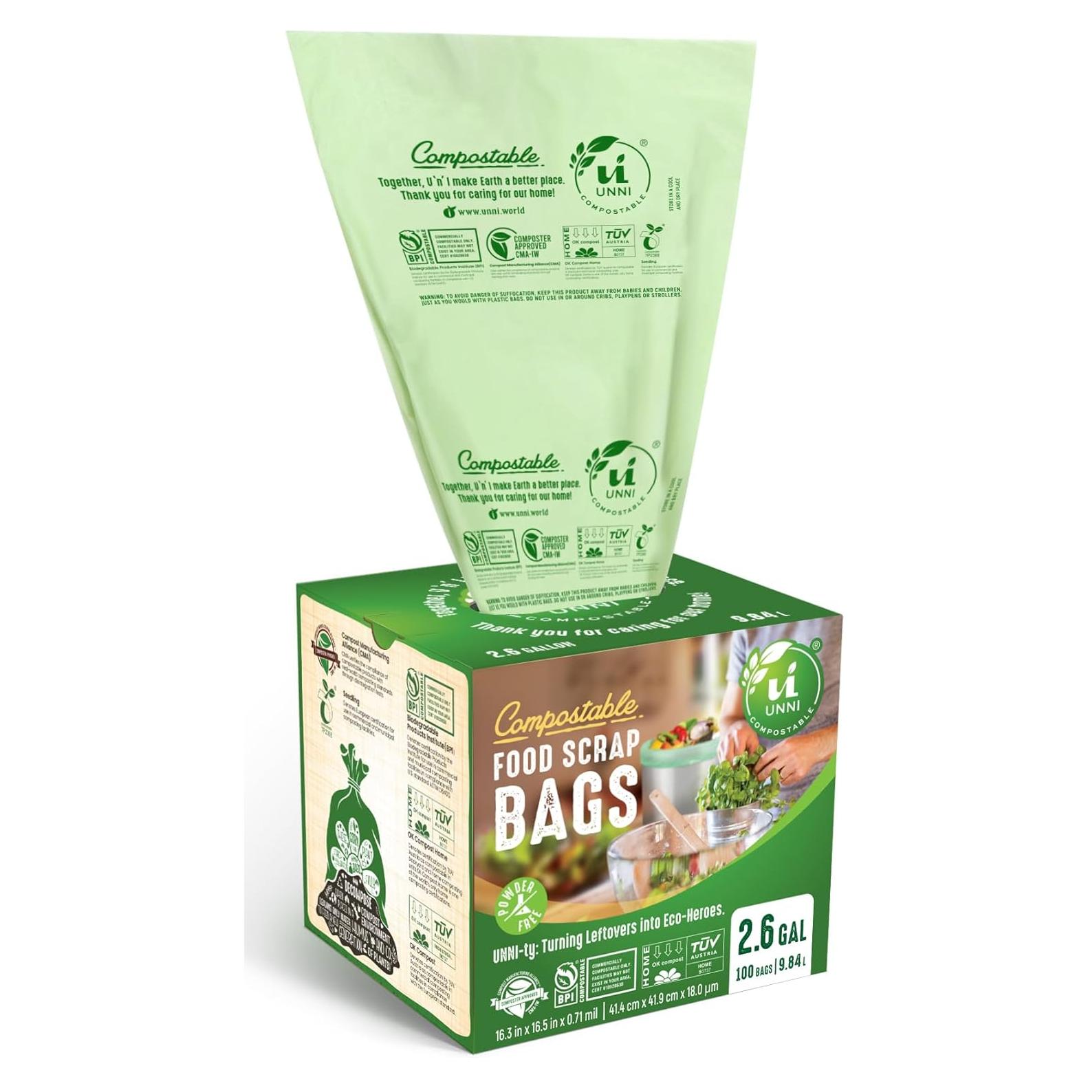 Bolsas de Basura Compostables UNNI 2.6 Galones 100 Unidades