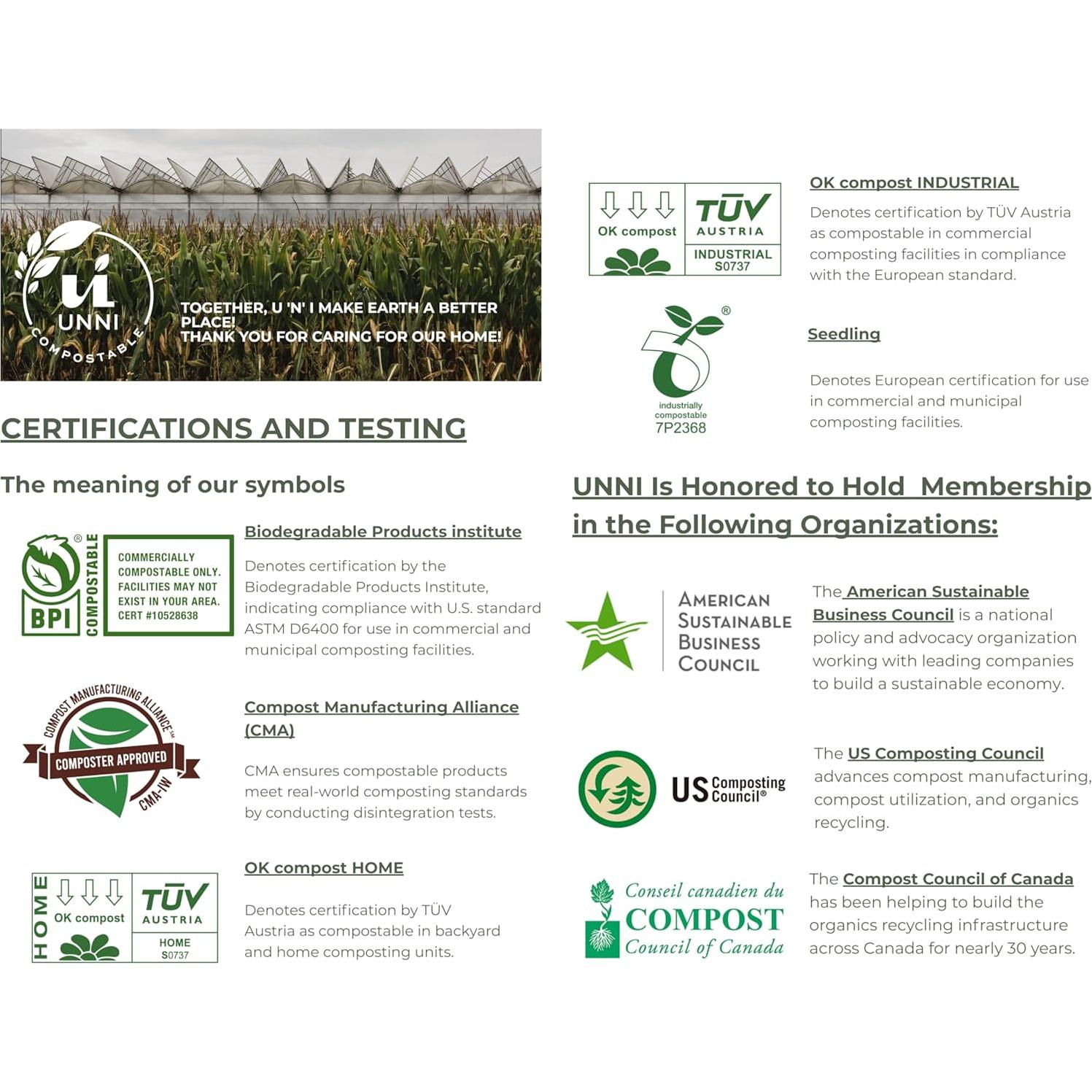 Bolsas de Basura Compostables UNNI 2.6 Galones 100 Unidades