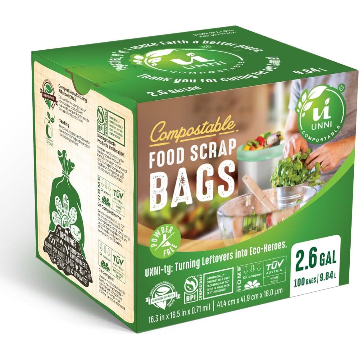 Bolsas de Basura Compostables UNNI 2.6 Galones 100 Unidades