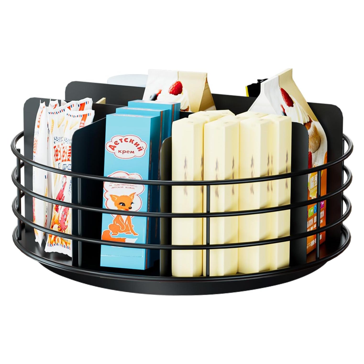 Organizador de Snacks NANAGIFTREE Lazy Susan 28 cm Negro Mate