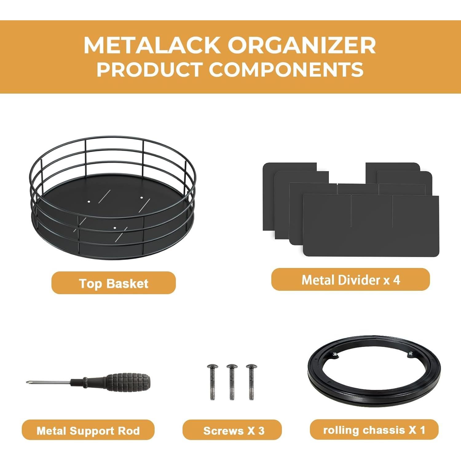 Organizador de Snacks NANAGIFTREE Lazy Susan 28 cm Negro Mate