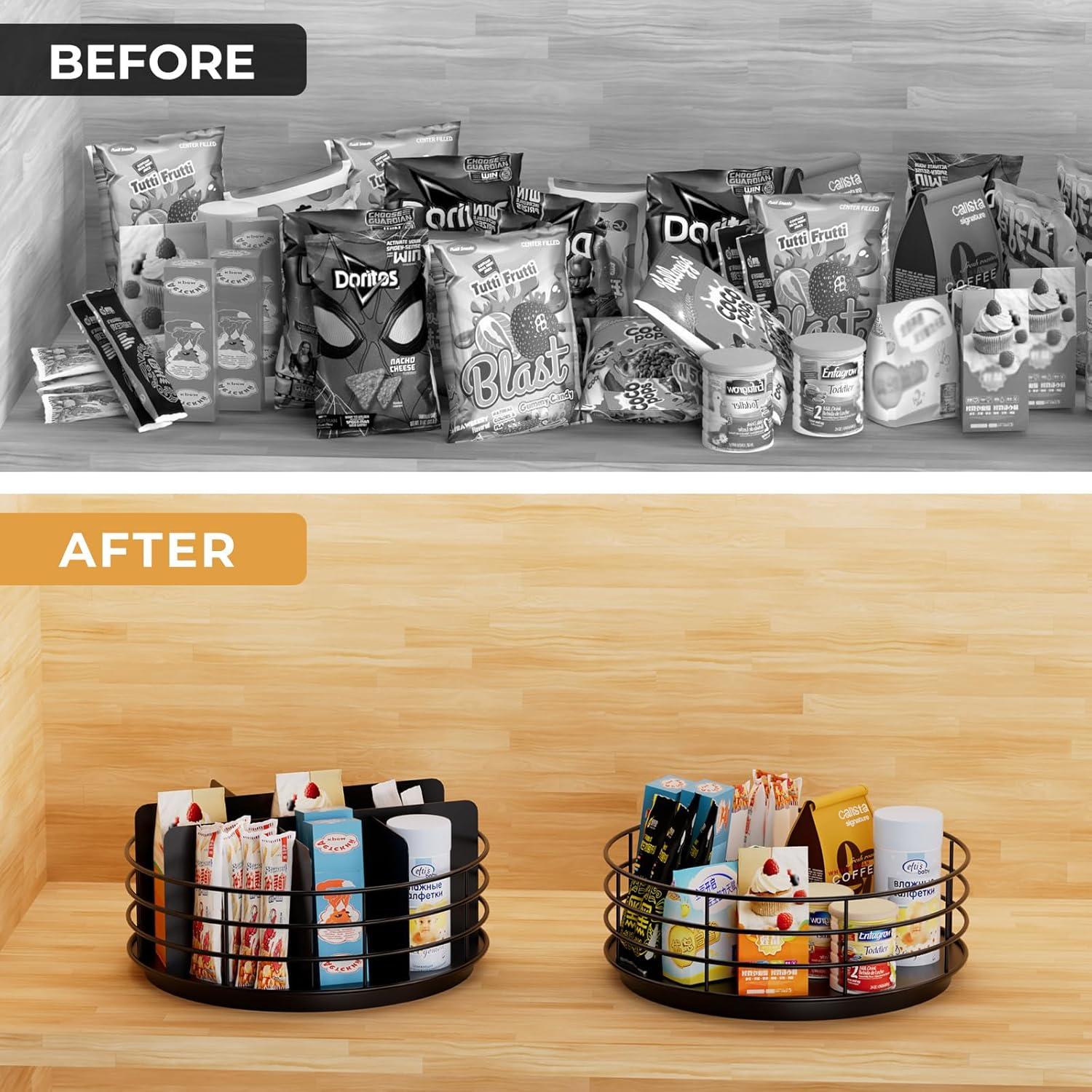 Organizador de Snacks NANAGIFTREE Lazy Susan 28 cm Negro Mate