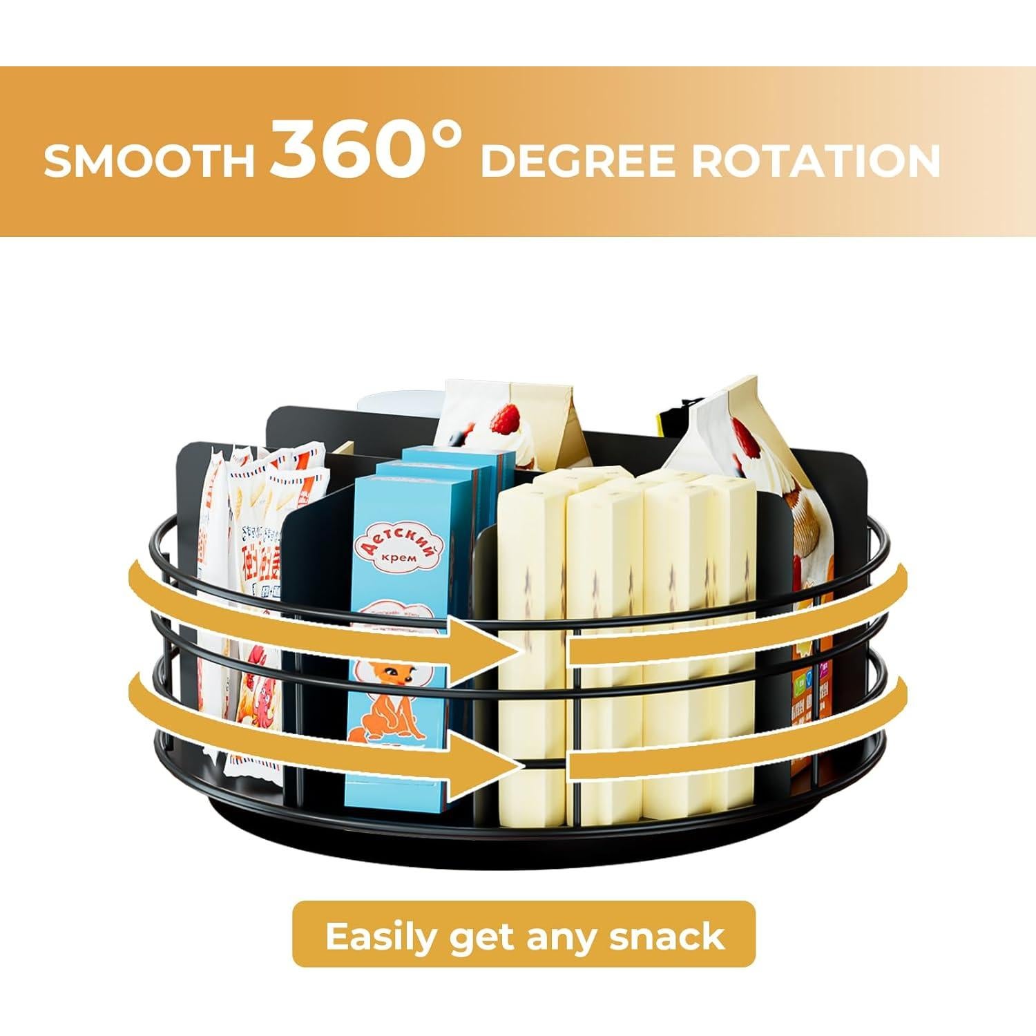 Organizador de Snacks NANAGIFTREE Lazy Susan 28 cm Negro Mate