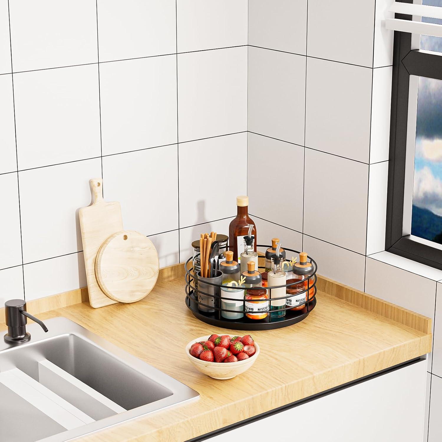 Organizador de Snacks NANAGIFTREE Lazy Susan 28 cm Negro Mate