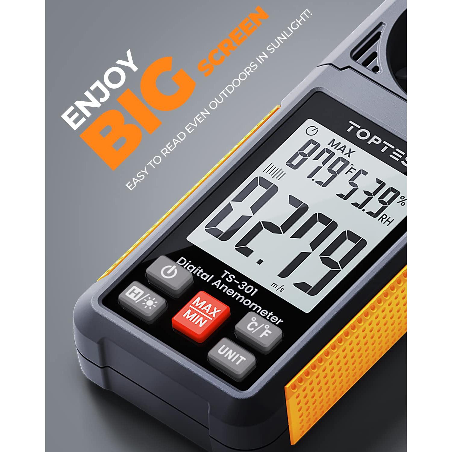 Anemómetro Digital TopTes TS-301 con Pantalla LCD 2.26"