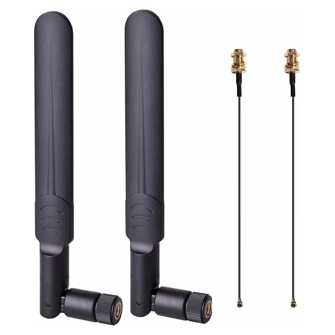 Antena WiFi Doble Banda 8dBi Queenti + Cables Pigtail 15cm