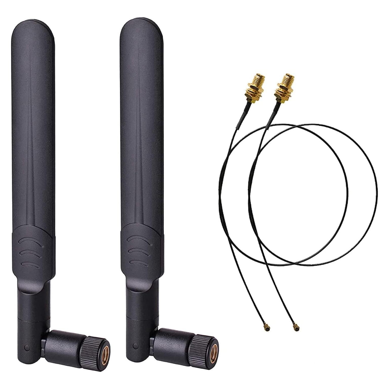 Antena WiFi Doble Banda 8dBi RP-SMA Macho + 2 Cables 35cm