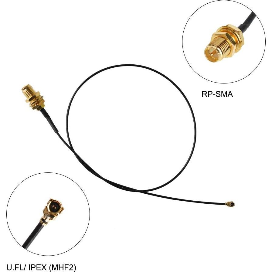 Antena WiFi Doble Banda 8dBi RP-SMA Macho + 2 Cables 35cm