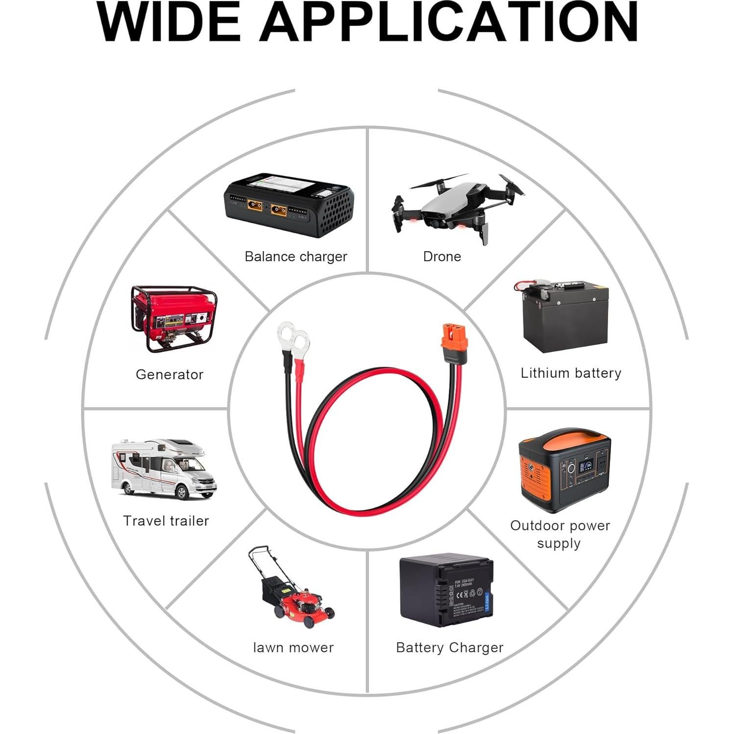 Cable de Alimentación GINTOOYUN XT60I-F a Terminal O 12AWG 60 cm