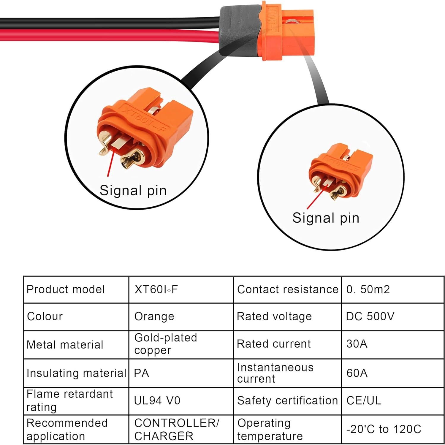 Cable de Alimentación GINTOOYUN XT60I-F a Terminal O 12AWG 60 cm