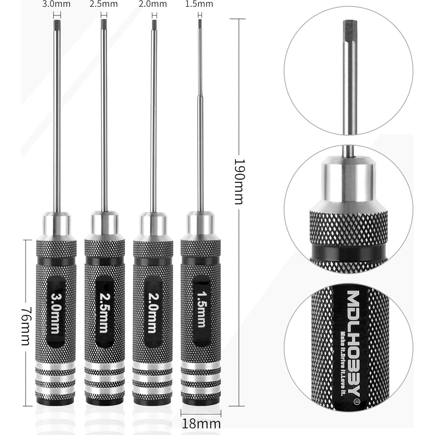 Juego de Destornilladores Hex MDLHOBBY 4 Piezas 1.5-3mm