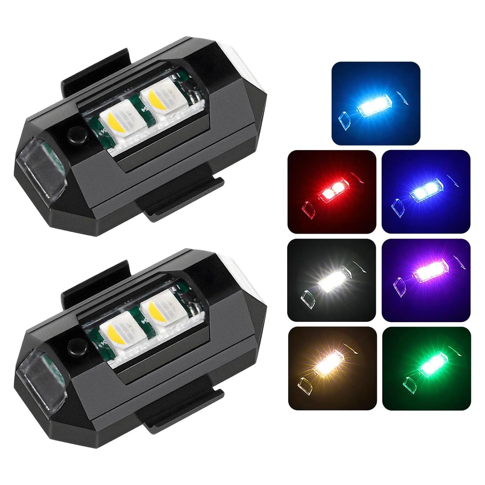 Luces Estroboscópicas LED FSTURIOS 2PCS Carga USB 7 Colores