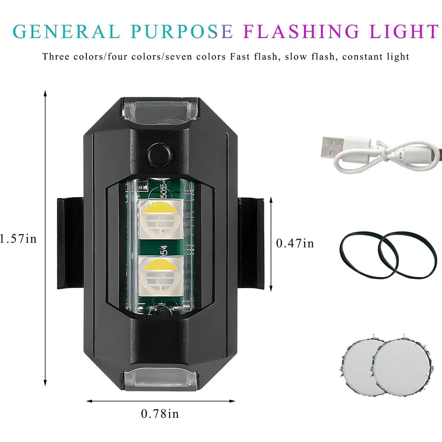 Luces Estroboscópicas LED FSTURIOS 2PCS Carga USB 7 Colores