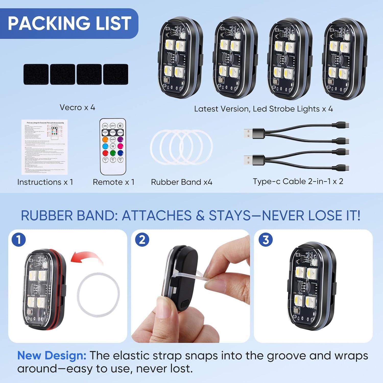 Luces Estroboscópicas LED Inalámbricas Aukmak 4PCS 8 Colores