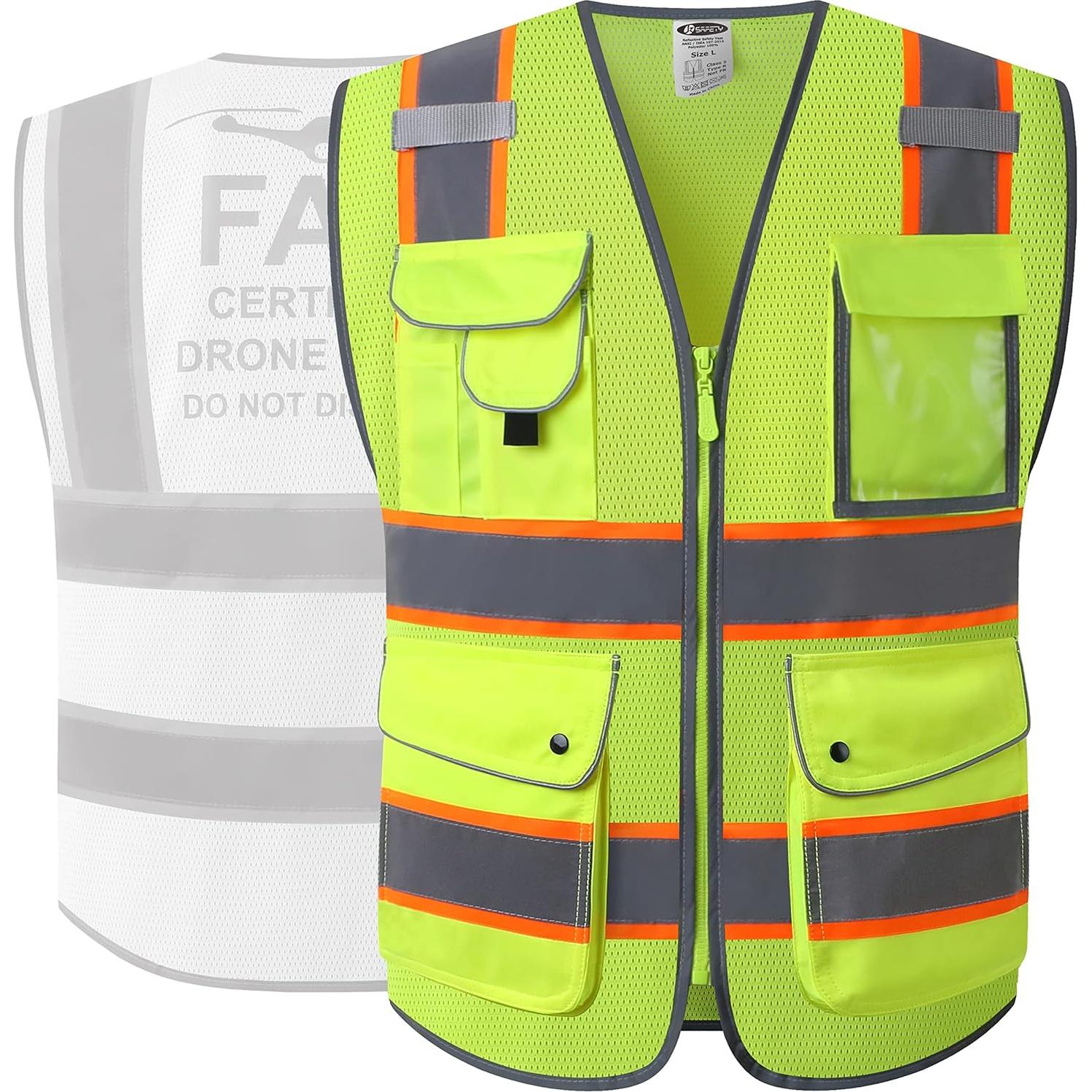 Chaleco de Seguridad JKSafety Alta Visibilidad Amarillo Grande