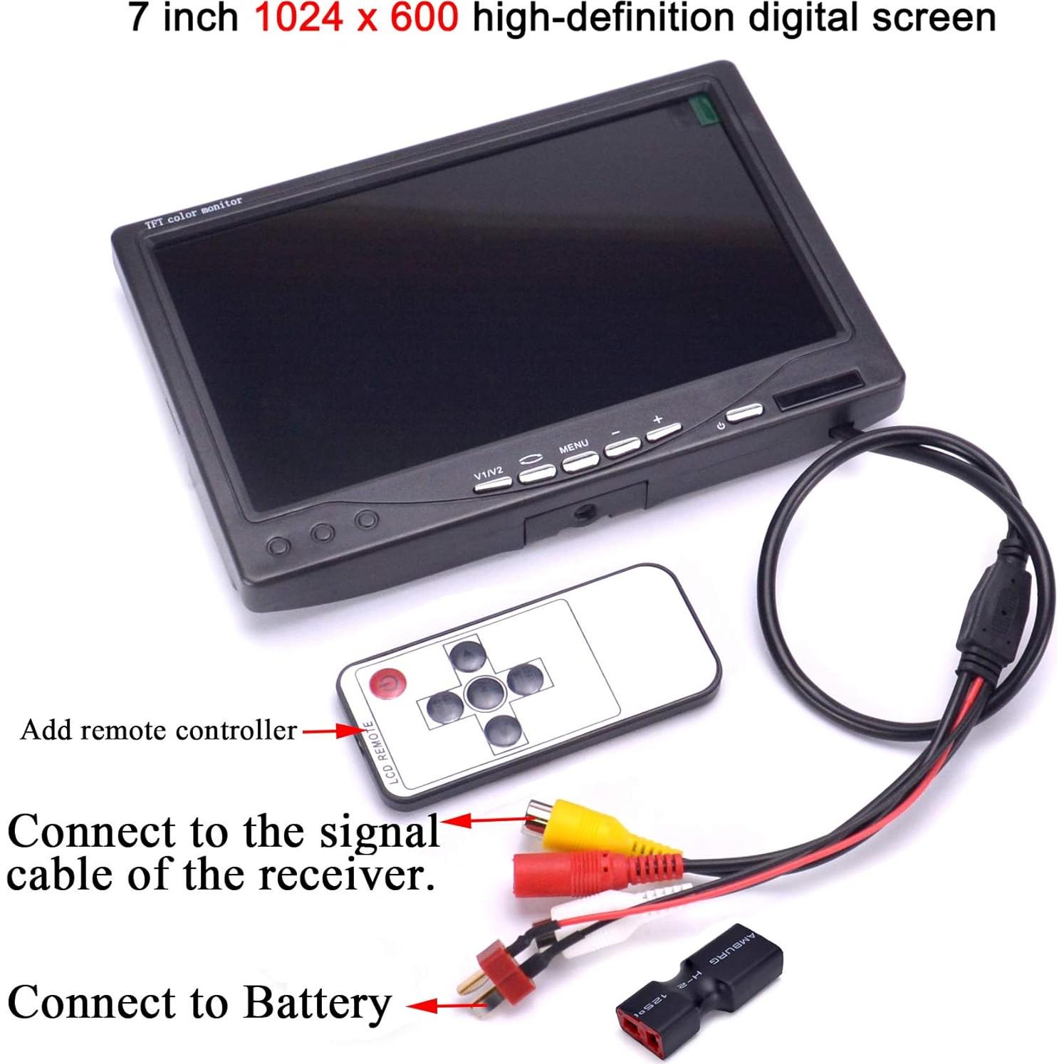 Monitor FPV 7" LongJinSheng LCD 1024x600 con Capota Solar